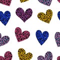 Seamless pattern Hearts animal print. Leopard heart vector illustration